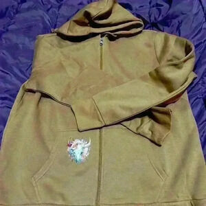 One of a kind custom brown zip hoody cowgirl size  large